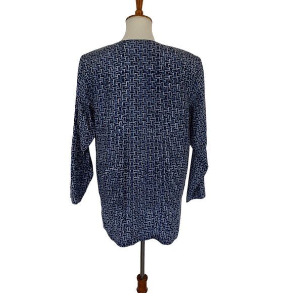 Royal Studio Silk Blouse Small Blue 100% Silk Vintage Button Down - Picture 3 of 4